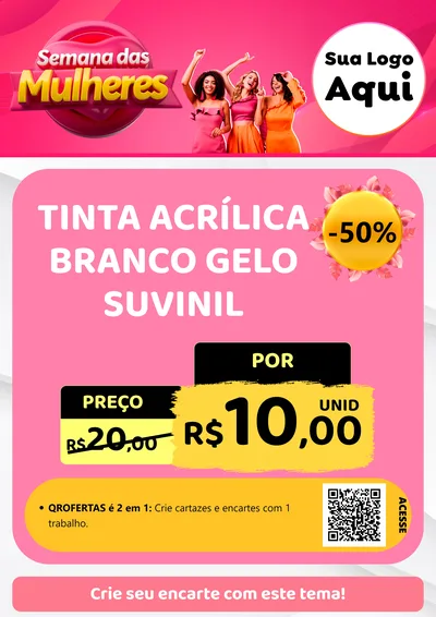 Modelo de Cartaz para Cartaz A4 Vertical com o tema Semana das Mulheres para Tintas e Ferramentas