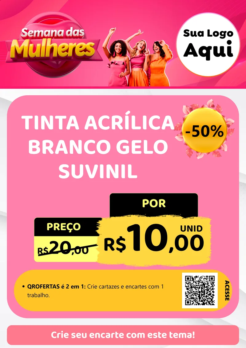 Modelo de Cartaz para Cartaz A4 Vertical com o tema Semana das Mulheres para Tintas e Ferramentas