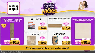 Modelo de TV para TV Horizontal com o tema Ofertas Especiais - Mês das Mães para Pisos e revestimentos