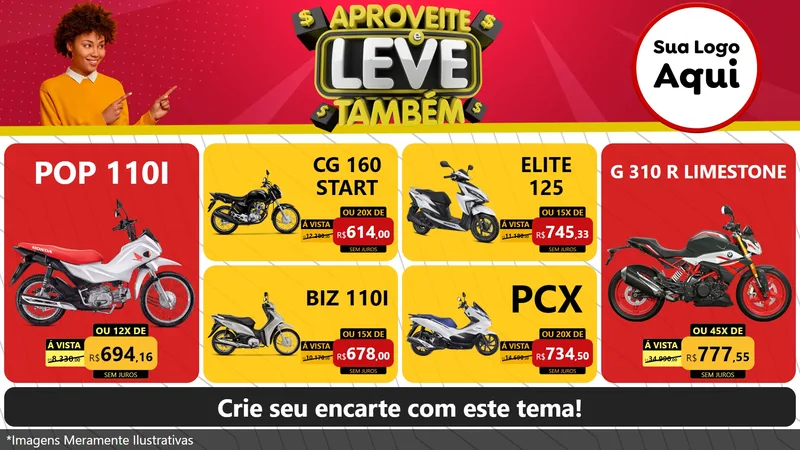 Modelo de TV para TV Horizontal com o tema Aproveite e Leve Também para Concessionaria de Motos