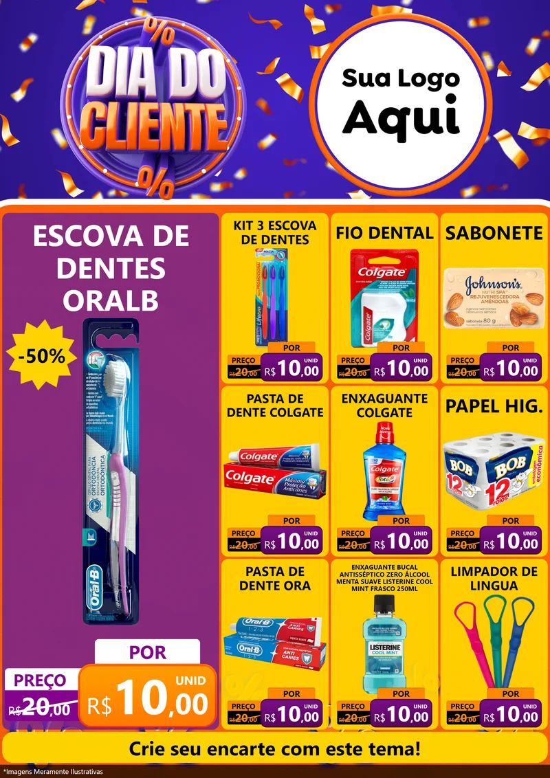 Modelo de Encarte para Encarte A4 Vertical com o tema Dia do Cliente para Higiene Pessoal