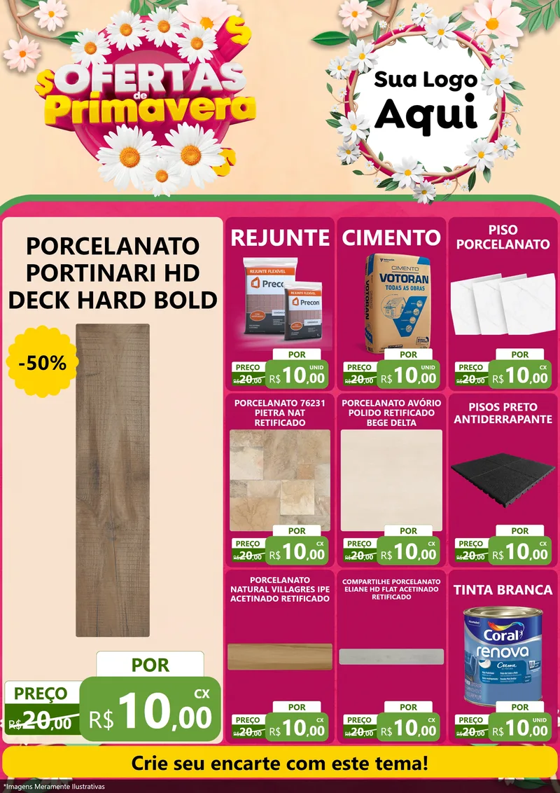 Modelo de Encarte para Encarte A4 Vertical com o tema Ofertas de Primavera para Pisos e revestimentos