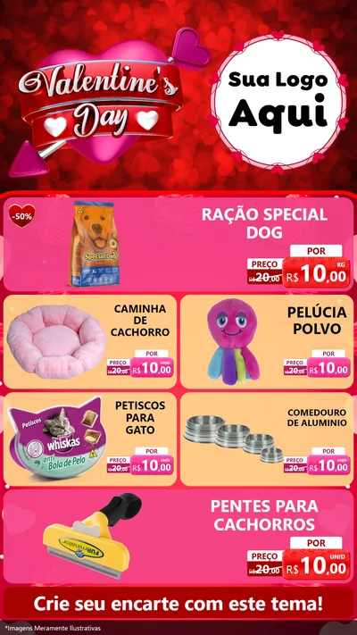 Modelo de TV para TV Vertical com o tema Valentine's Day para Pet Shop