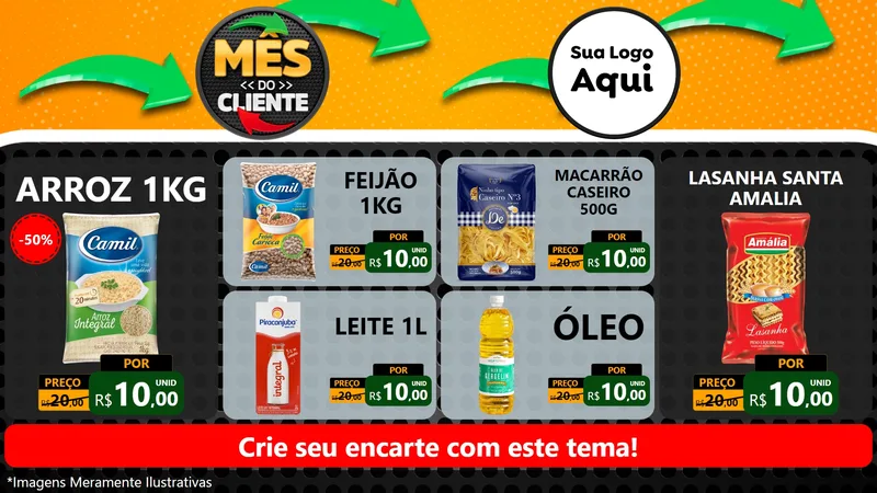 Modelo de TV para TV Horizontal com o tema Mês do Cliente para Supermercado
