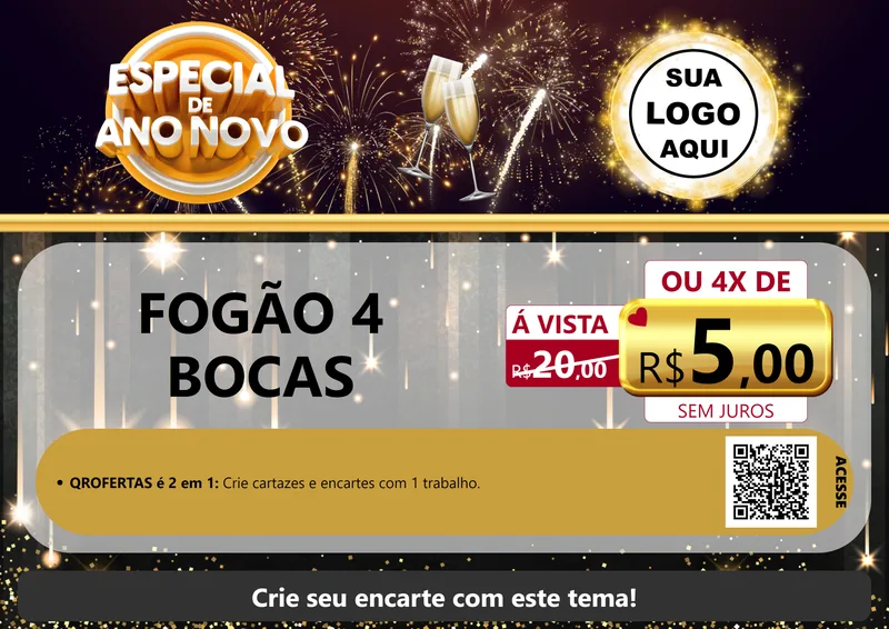 Modelo de Cartaz para Cartaz A4 Horizontal com o tema Especial de Ano Novo para Móveis e Eletro