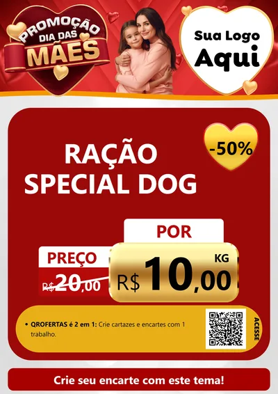 Modelo de Cartaz para Cartaz A4 Vertical com o tema Promoção Dia das Mães para Pet Shop