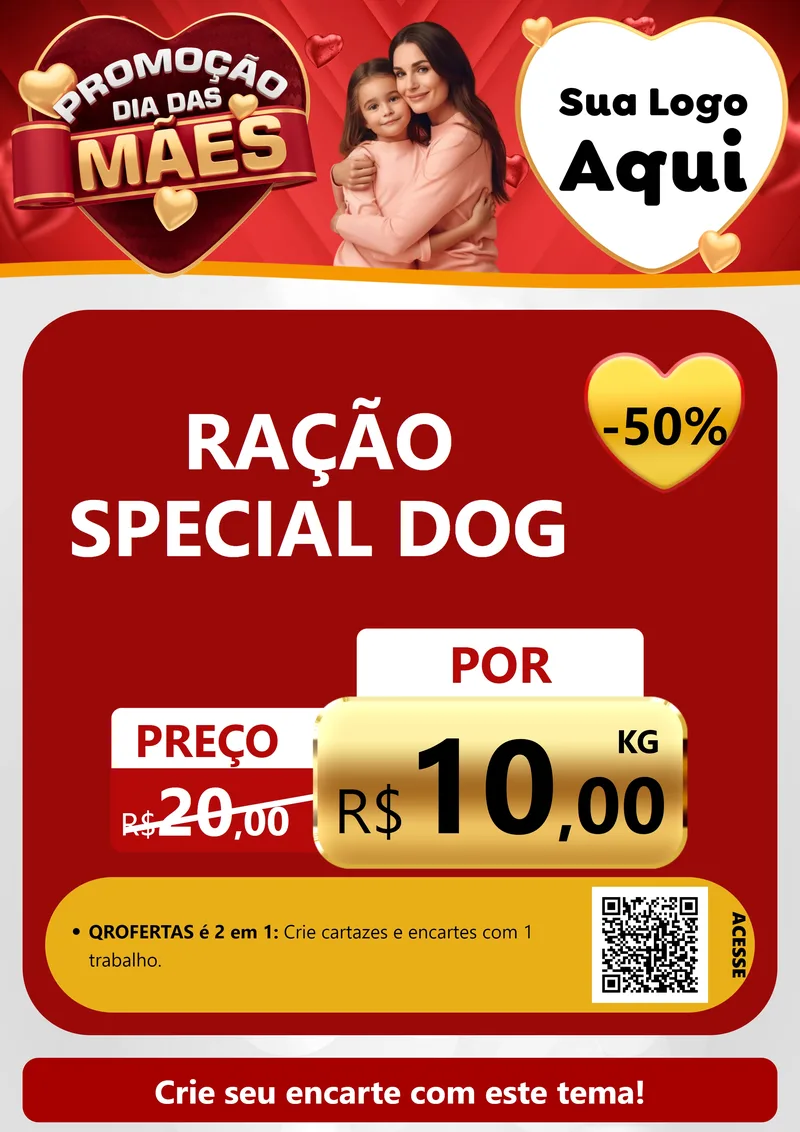 Modelo de Cartaz para Cartaz A4 Vertical com o tema Promoção Dia das Mães para Pet Shop