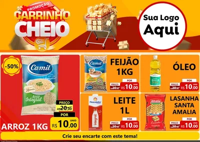Modelo de Encarte para Encarte A4 Horizontal com o tema Promoção carrinho cheio para Supermercado