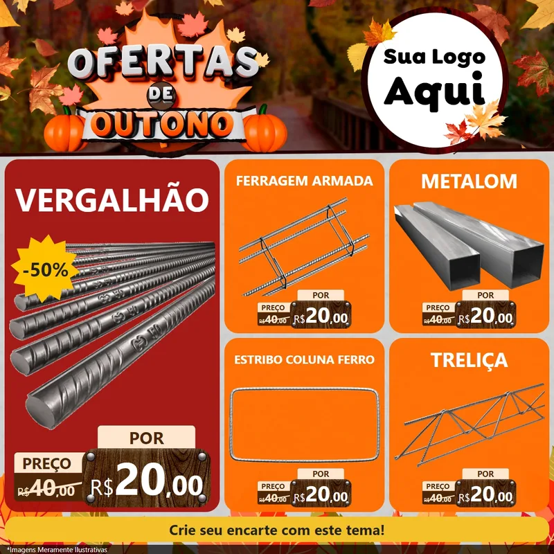 Modelo de Rede Social para Feed Facebook com o tema Ofertas de Outono para Ferragens