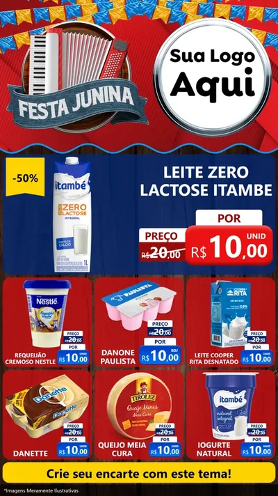 Modelo de Rede Social para Stories com o tema Festa Junina para Frios e Laticínios