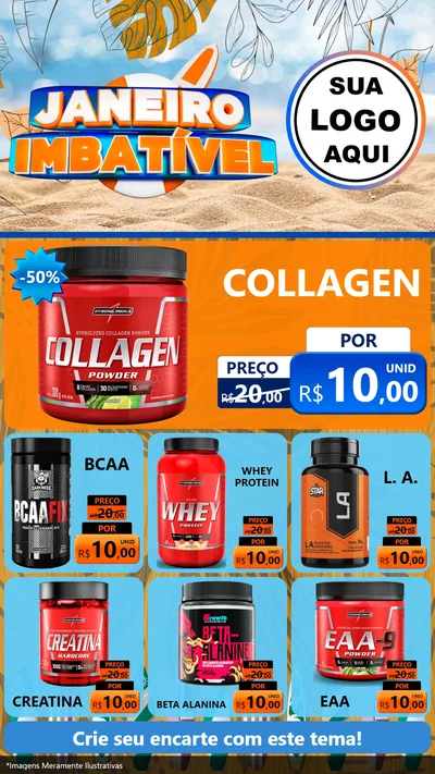 Modelo de Rede Social para Stories com o tema Janeiro Imbatível para Suplementos alimentares