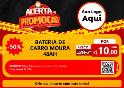 Modelo de Cartaz para Cartaz A4 Horizontal com o tema Alerta de Promoção para Baterias Elétricas