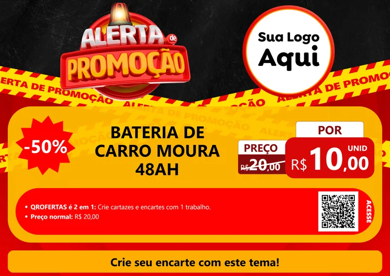 Modelo de Cartaz para Cartaz A4 Horizontal com o tema Alerta de Promoção para Baterias Elétricas