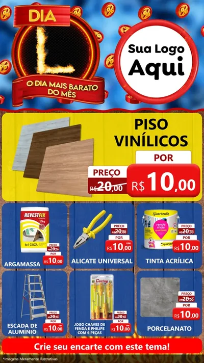 Modelo de Rede Social para Stories com o tema Dia L - O Dia Mais Barato Do Mês para Material para Construção
