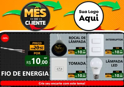 Modelo de Encarte para Encarte A4 Horizontal com o tema Mês do Cliente para Materiais Elétricos