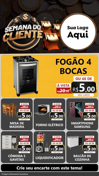 Modelo de Rede Social para Stories com o tema Semana do Cliente para Móveis e Eletro