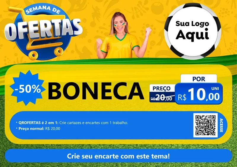 Modelo de Cartaz para Cartaz A4 Horizontal com o tema Semana de Ofertas - Copa para Brinquedos