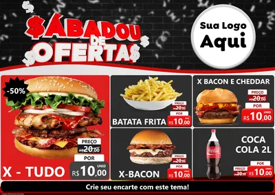 Modelo de Encarte para Encarte A4 Horizontal com o tema Sabadou de Ofertas para Hamburgueria