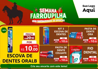 Modelo de Encarte para Encarte A4 Horizontal com o tema Semana Farroupilha - Uma Barbaridade de Ofertas para Higiene Pessoal