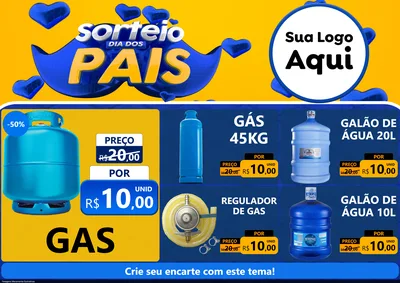 Modelo de Encarte para Encarte A4 Horizontal com o tema Sorteio Dia dos Pais para Água e gás