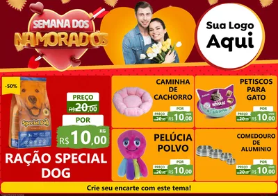 Modelo de Encarte para Encarte A4 Horizontal com o tema Semana dos Namorados para Pet Shop