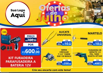 Modelo de Encarte para Encarte A4 Horizontal com o tema Ofertas de Julho para Maquinas e Ferramentas