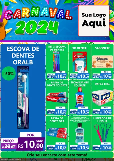 Modelo de Encarte para Encarte A4 Vertical com o tema Carnaval 2027 para Higiene Pessoal