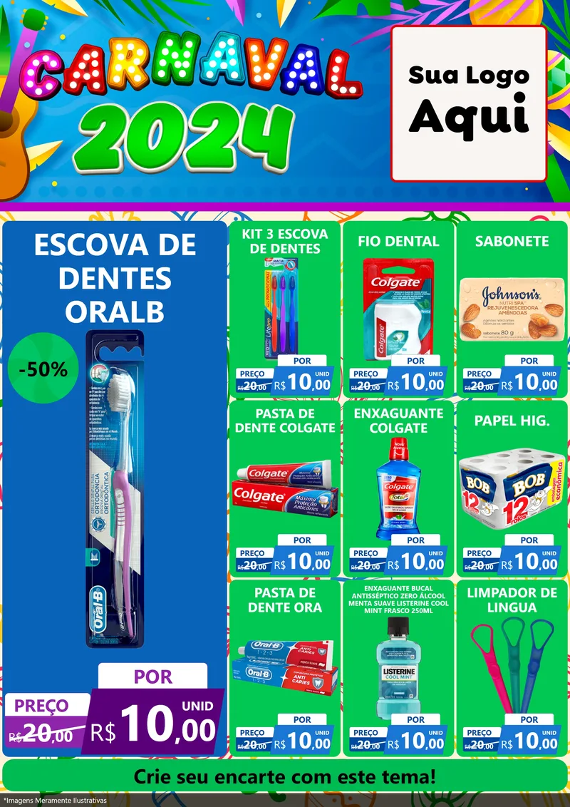 Modelo de Encarte para Encarte A4 Vertical com o tema Carnaval 2027 para Higiene Pessoal