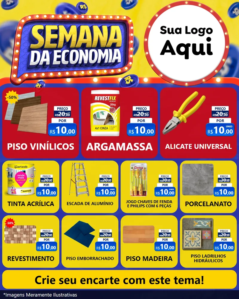 Modelo de Rede Social para Feed Instagram com o tema Semana da Economia para Material para Construção