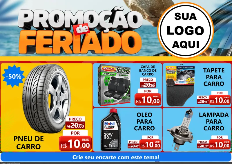 Modelo de Encarte para Encarte A4 Horizontal com o tema Promoção de Feriado para Auto peças