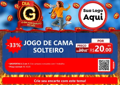 Modelo de Cartaz para Cartaz A4 Horizontal com o tema Dia G - O Dia Mais Barato Do Mês para Cama, Mesa e Banho
