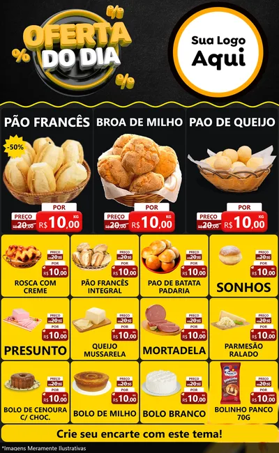 Modelo de Encarte para Encarte Grande com o tema Oferta Do Dia para Padaria