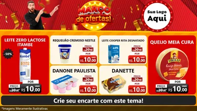 Modelo de TV para TV Horizontal com o tema Março de Ofertas! para Frios e Laticínios