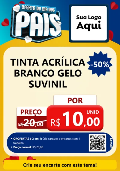 Modelo de Cartaz para Cartaz A4 Vertical com o tema Oferta Do Dia Dos Pais para Tintas e Ferramentas