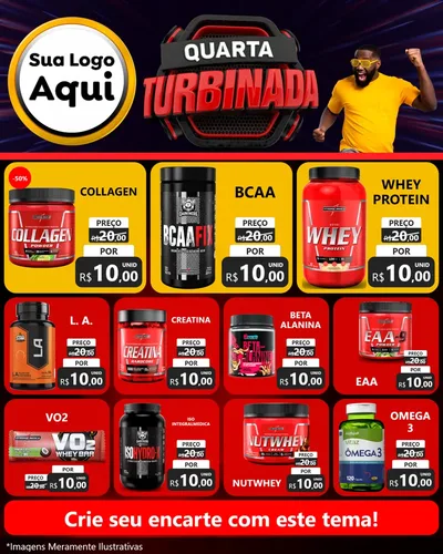 Modelo de Rede Social para Feed Instagram com o tema Quarta Turbinada para Suplementos alimentares