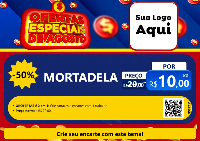 Modelo de Cartaz para Cartaz A4 Horizontal com o tema Ofertas Especiais de Agosto para Frios e Laticínios