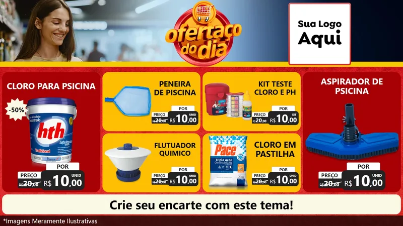 Modelo de TV para TV Horizontal com o tema Ofertaço Do Dia para Produtos para Piscina