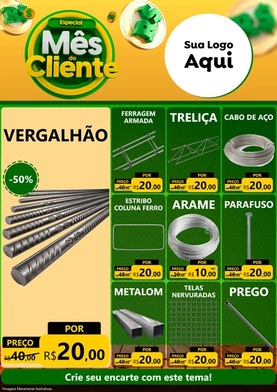 Modelo de Encarte para Encarte A4 Vertical com o tema Especial Mês do Cliente para Ferragens