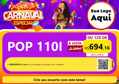 Modelo de Cartaz para Cartaz A4 Horizontal com o tema Pré-Carnaval Especial para Concessionaria de Motos