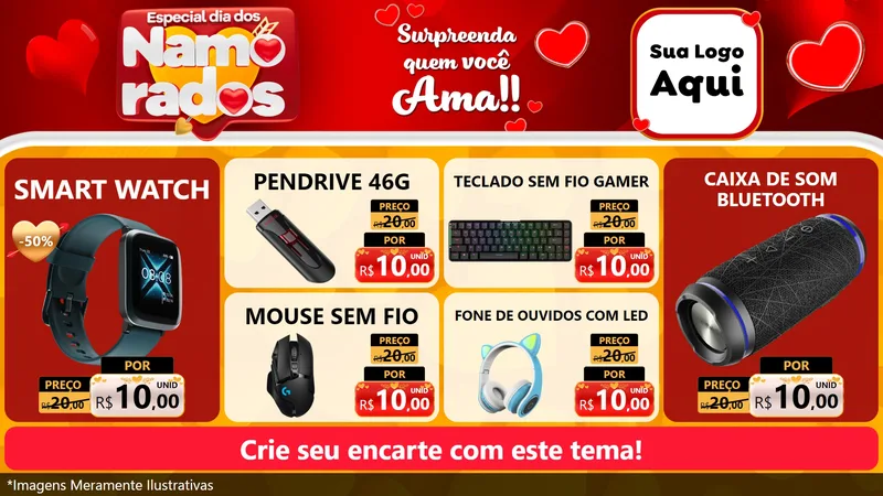 Modelo de TV para TV Horizontal com o tema Especial Dia dos Namorados para Informática