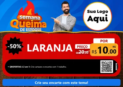 Modelo de Cartaz para Cartaz A4 Horizontal com o tema Semana Queima de Estoque para Hortifrúti