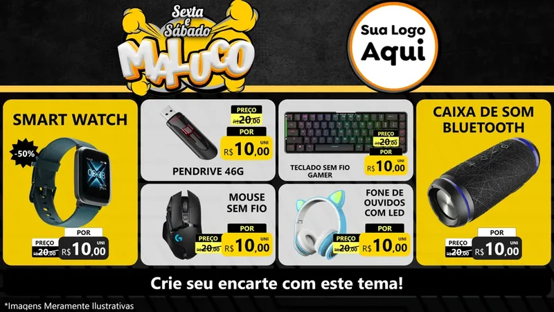 Modelo de TV para TV Horizontal com o tema Sexta e Sábado Maluco para Informática