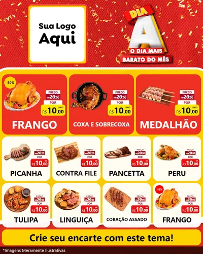 Modelo de Rede Social para Feed Instagram com o tema Dia A o Dia Mais Barato do Mês para Assados