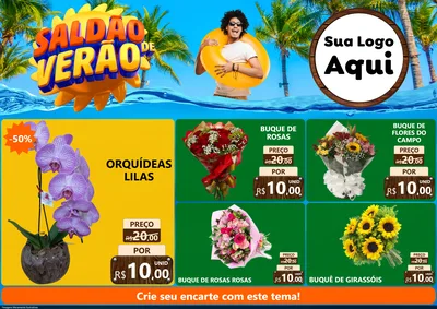 Modelo de Encarte para Encarte A4 Horizontal com o tema Saldão de Verão para Floricultura e jardim