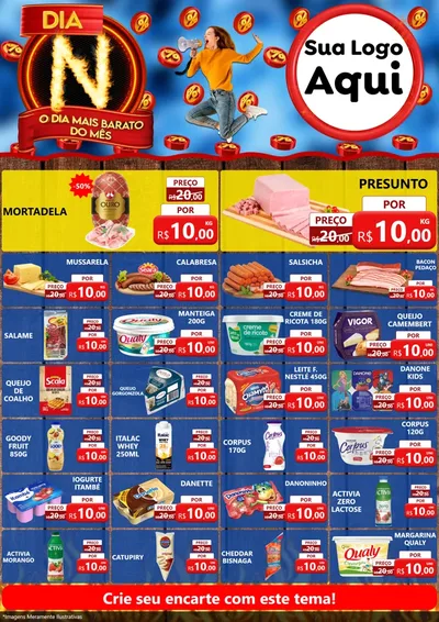 Modelo de Encarte para Encarte A4 Vertical com o tema Dia N - O Dia Mais Barato Do Mês para Frios e Laticínios