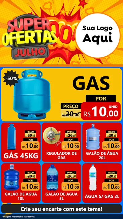 Modelo de Rede Social para Stories com o tema Super Ofertas Julho para Água e gás