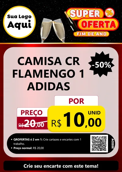 Modelo de Cartaz para Cartaz A4 Vertical com o tema Super Oferta Fim de Ano para Roupas e acessórios