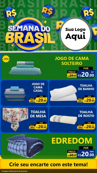 Modelo de TV para TV Vertical com o tema Semana Do Brasil para Cama, Mesa e Banho