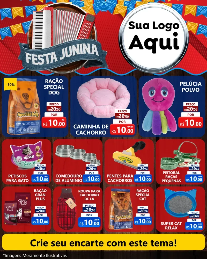 Modelo de Rede Social para Feed Instagram com o tema Festa Junina para Pet Shop