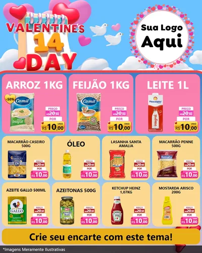 Modelo de Rede Social para Feed Instagram com o tema Valentine's Day para Supermercado